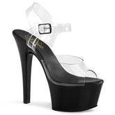 Pleaser ASPIRE-608 Clear Ankle Strap Sandals With Black Platform - Shoecup.com - 1
